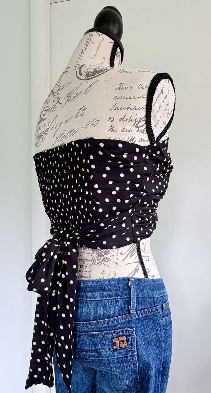 Express Polka Dot Ruched Tie-Back Tube Top Size Medium